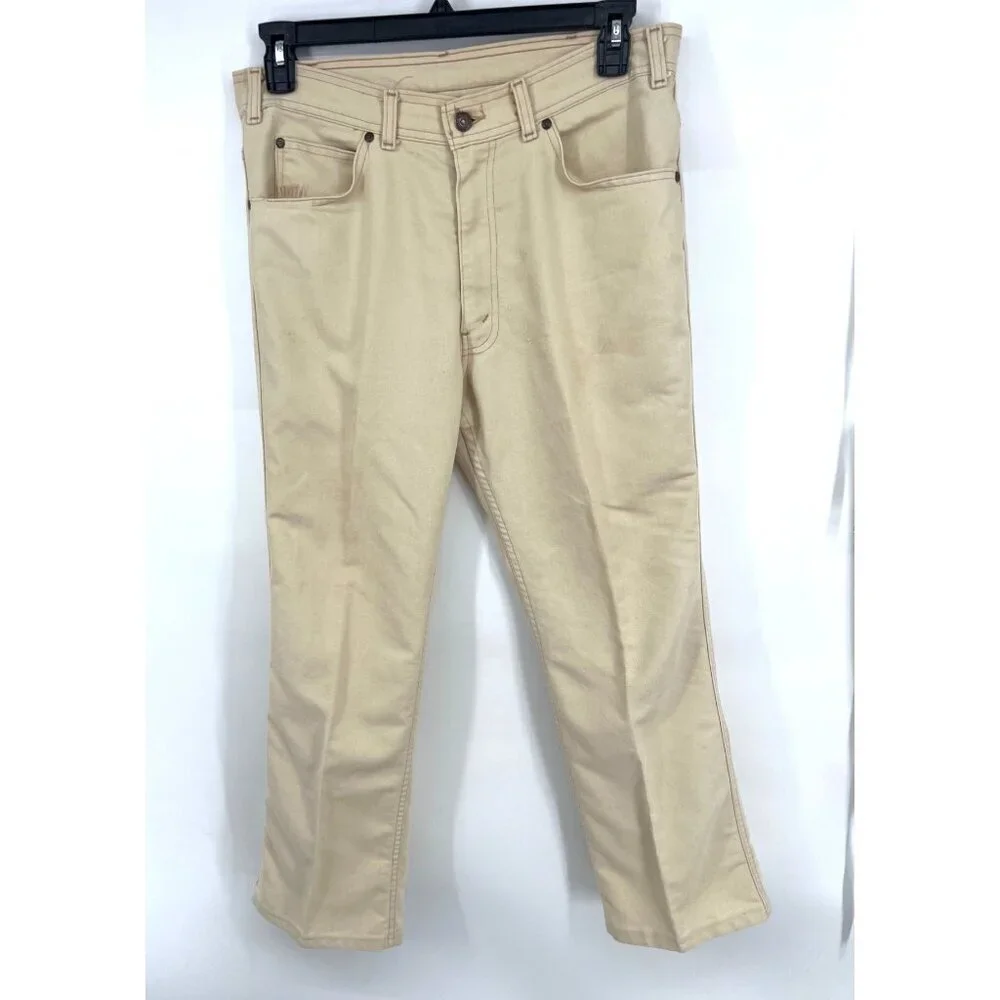 Vintage Levis Mens Beige Khaki Jeans Regular Fit Cotton Casual Wear